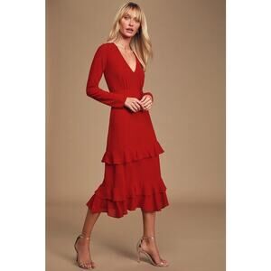Lulus Red Ruffles Midi Dress